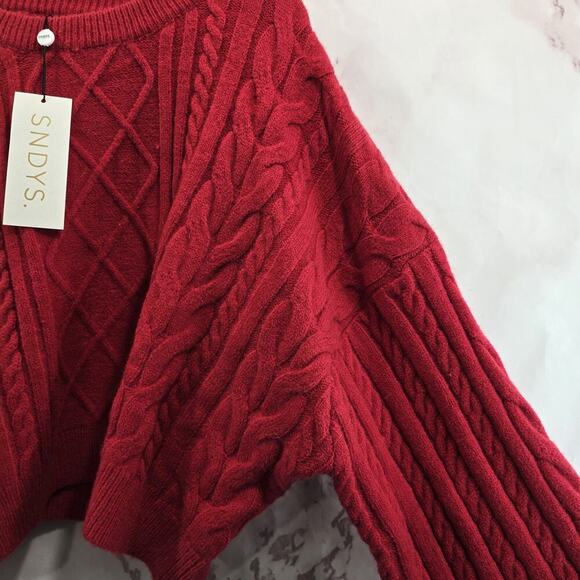 SNDYS Sweater Womens XXL 2X Red Jumper Wide Balloon Oversized Revolve - Picture 9 of 12